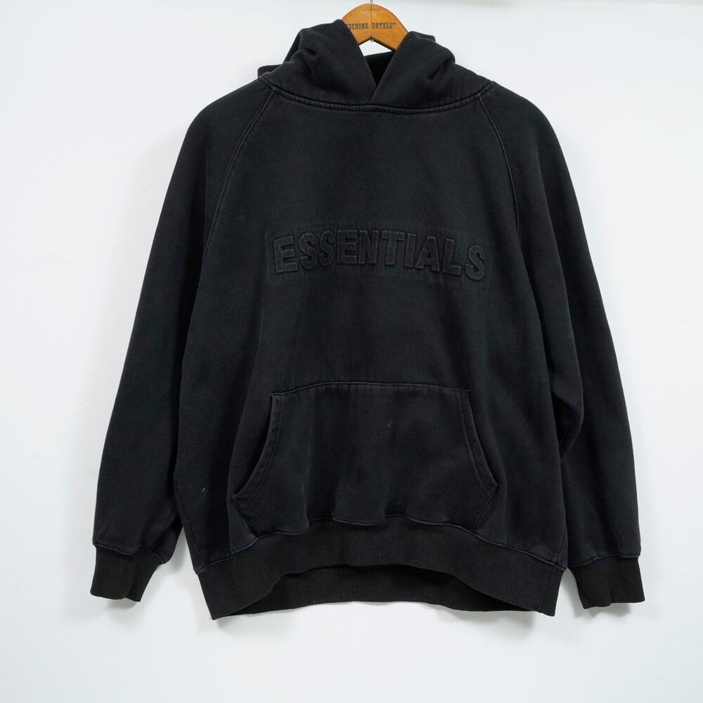 Fear of God Essentials Hoodie Black Size L 25.5x25 Logo Pullover